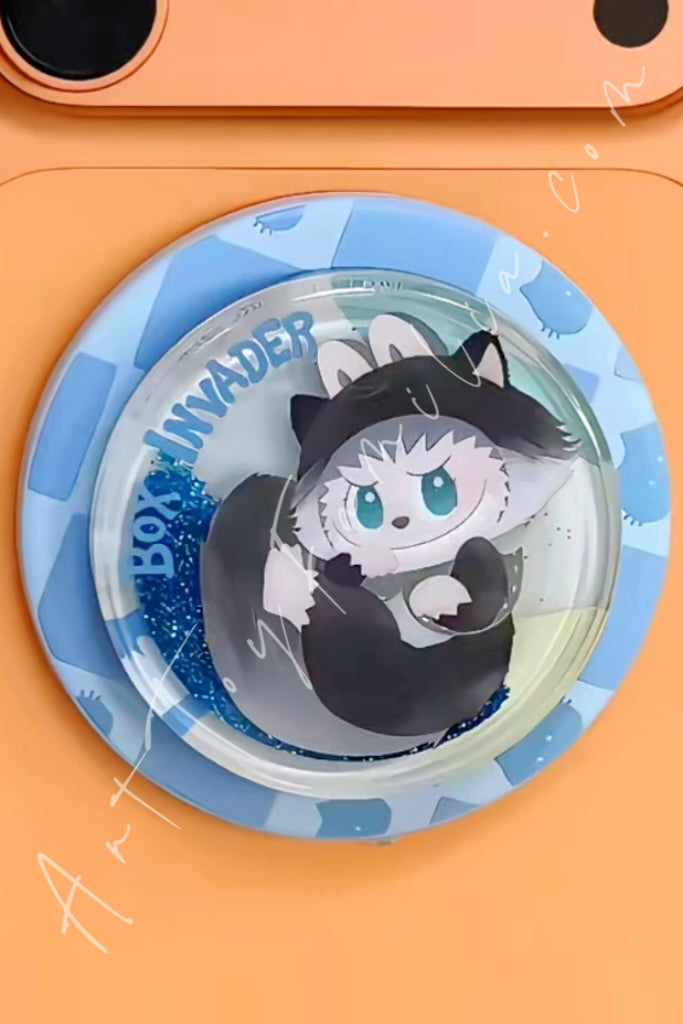 Popmart The Monsters Labubu Cat Mode On Series Magnetic Phone Holder Blind Box Midnight Kitty