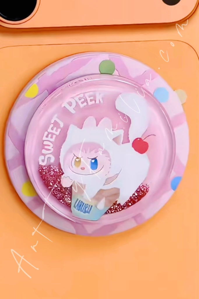 Popmart The Monsters Labubu Cat Mode On Series Magnetic Phone Holder Blind Box Persian Kitty