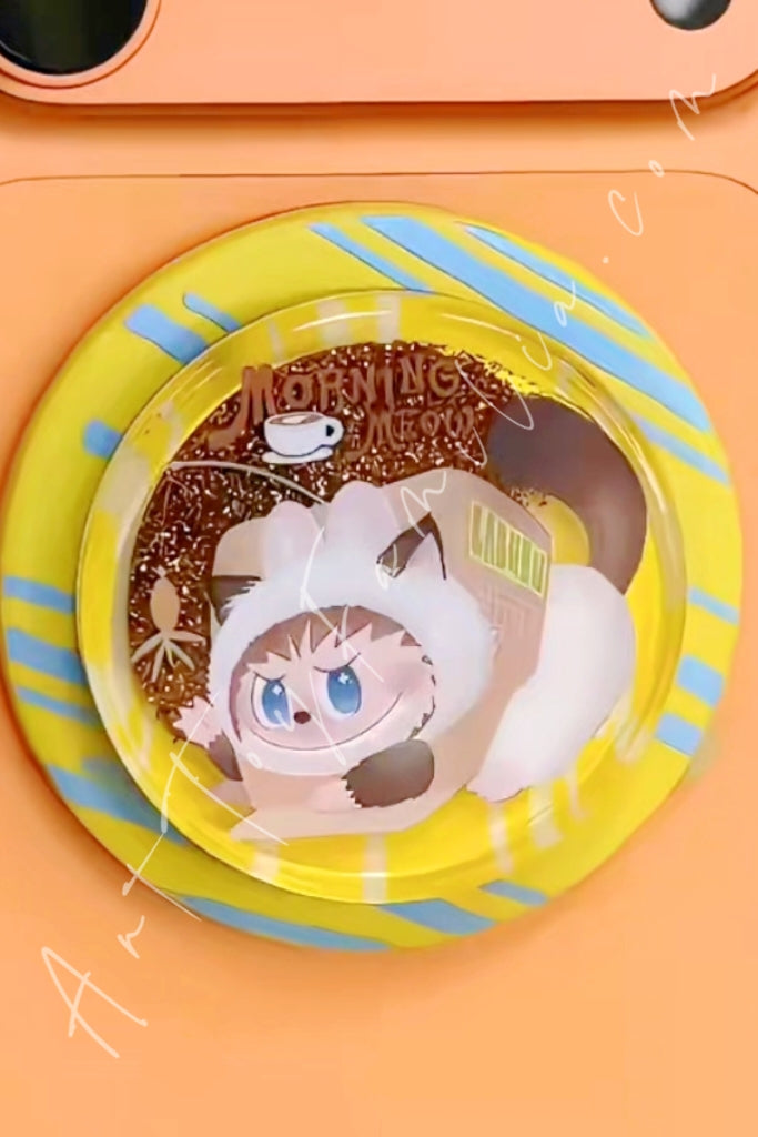 Popmart The Monsters Labubu Cat Mode On Series Magnetic Phone Holder Blind Box Siamese Kitty