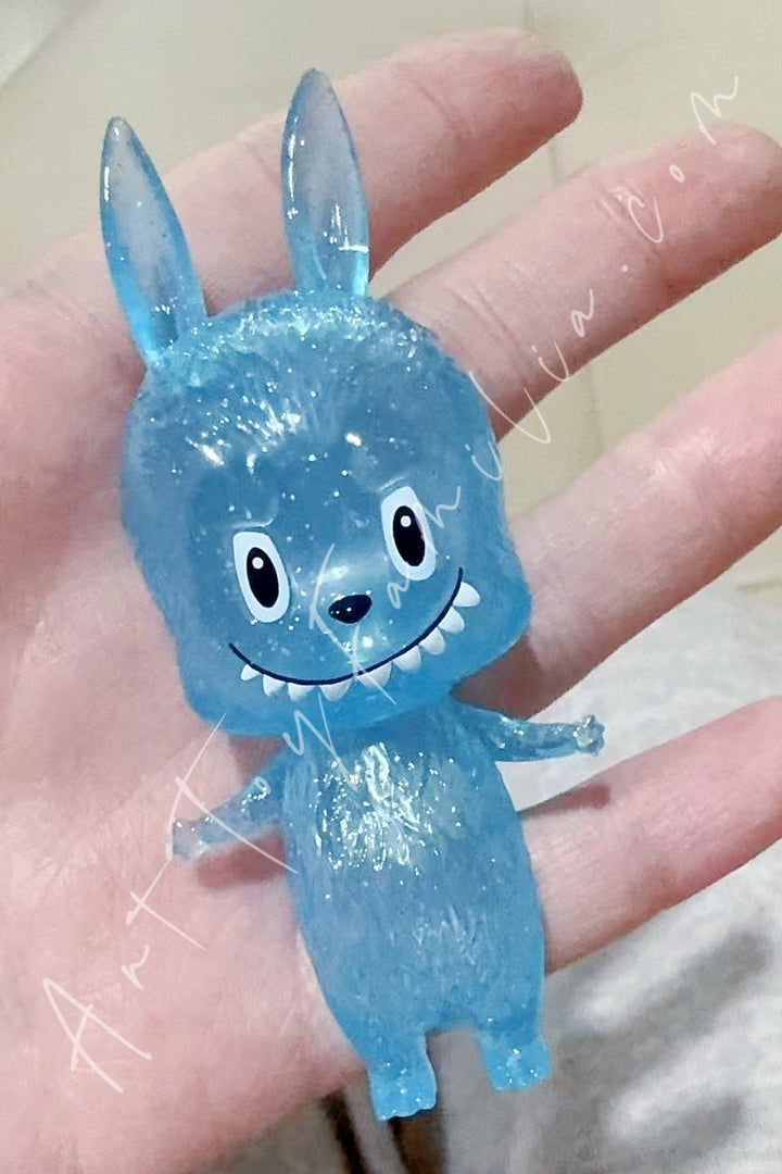 Popmart The Monsters Labubu Classic Mini Labubu Keychain Series Blue Transparent