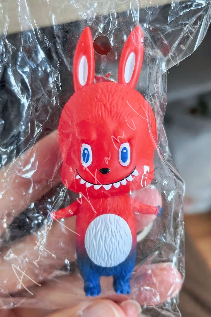 Popmart The Monsters Labubu Classic Mini Labubu Keychain Series Red Blue