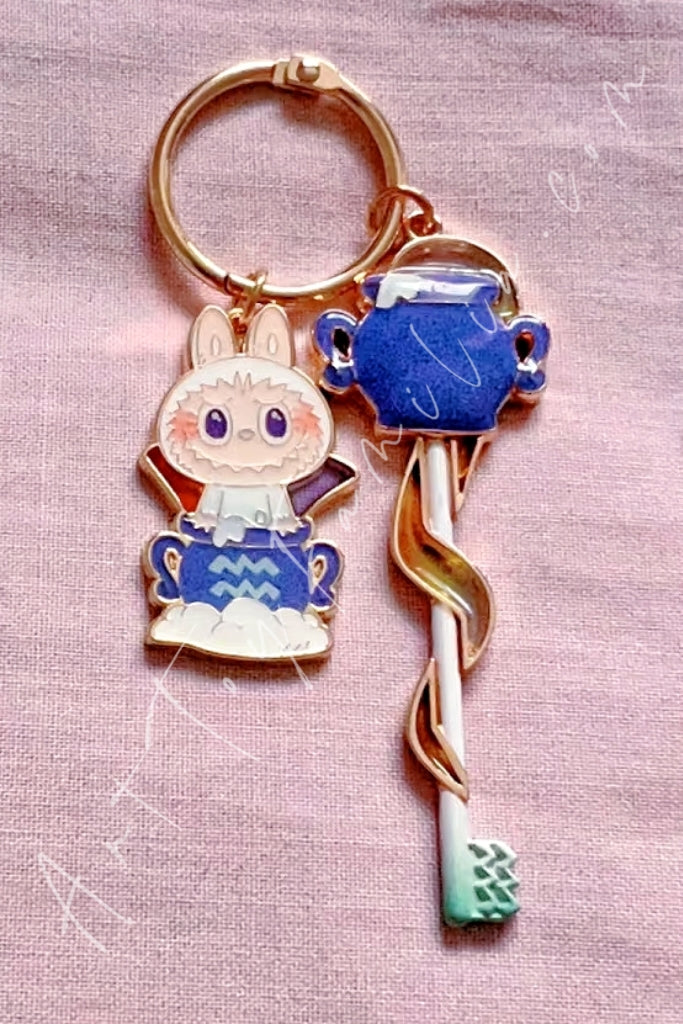 Popmart The Monsters Labubu Constellation Series Key Pendant Aquarius