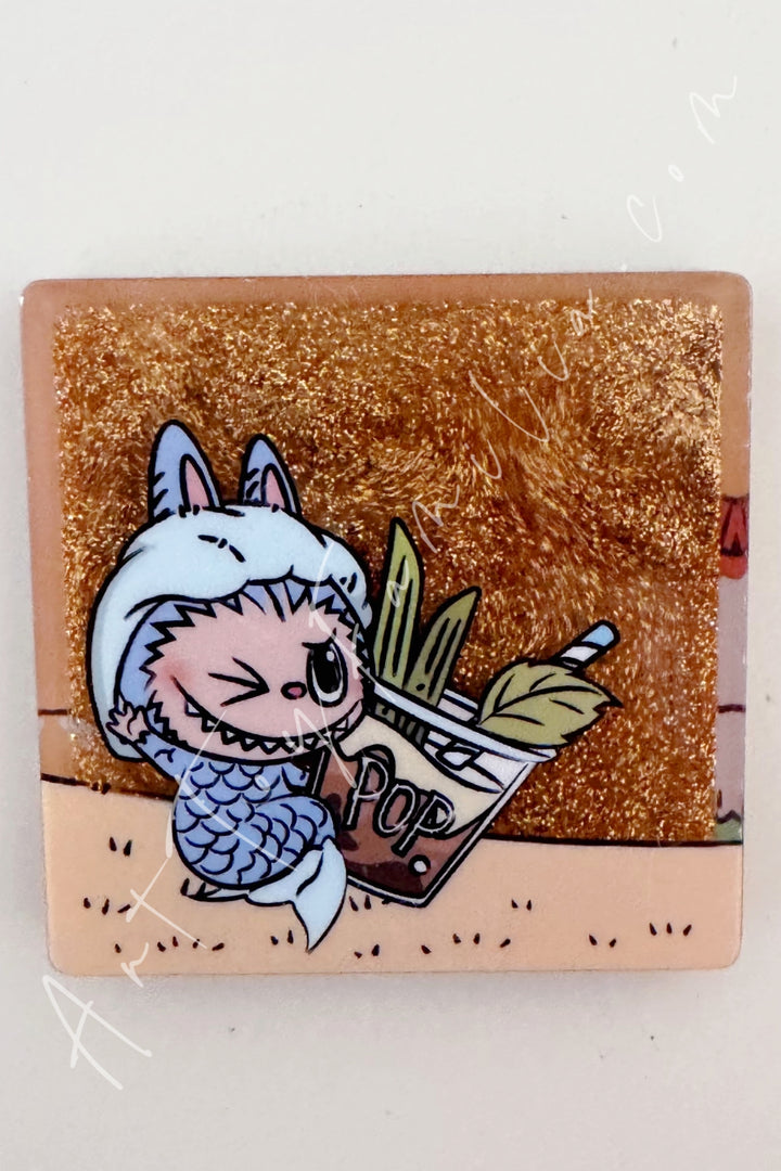 POP MART - The Monsters Labubu Hide And Seek Series Fridge Magnet - 新加坡限定冰箱贴 Milk Tea