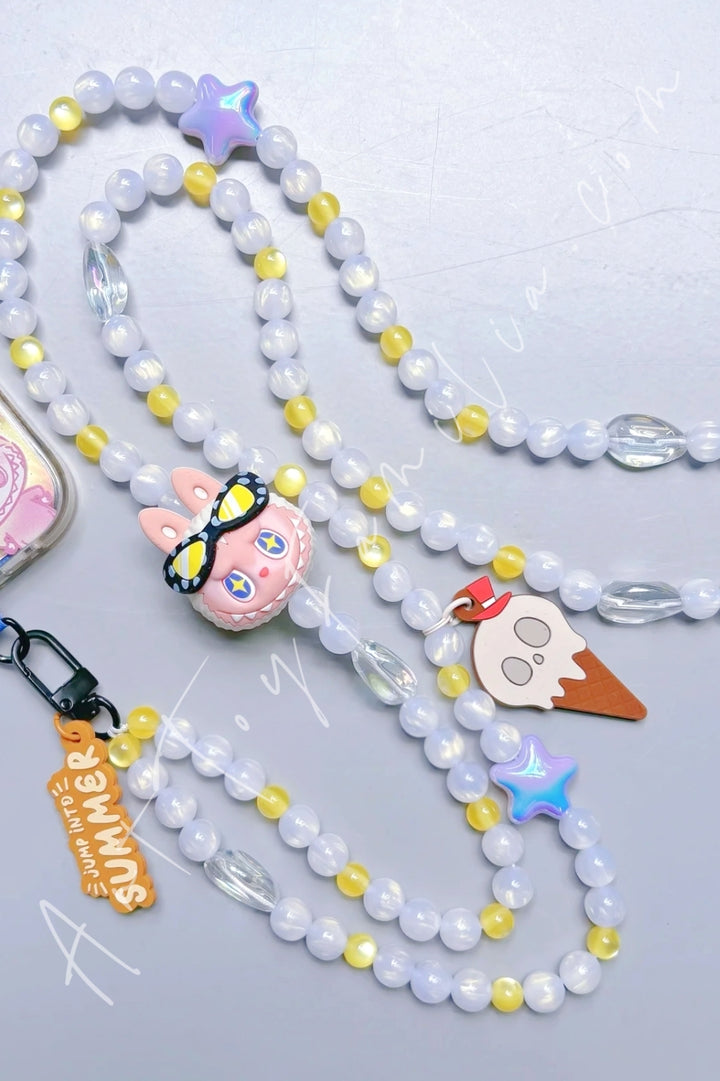 Popmart The Monsters Labubu Jump Into Summer Series Phone Charm Shine Through Summer