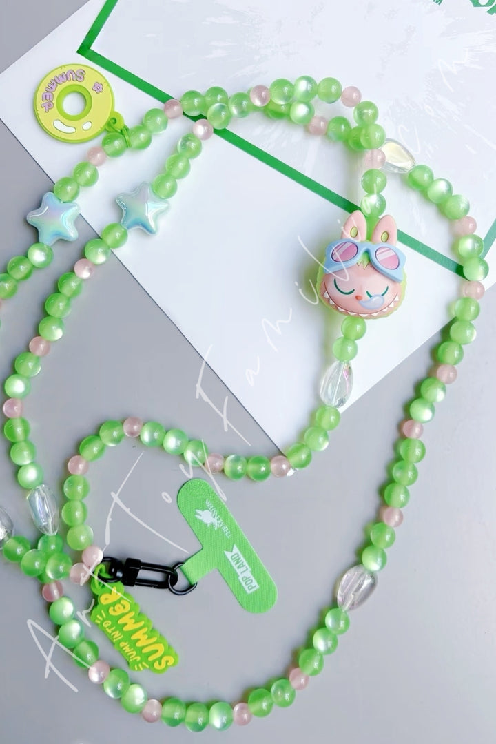 Popmart The Monsters Labubu Jump Into Summer Series Phone Charm Summer Breeze Nap