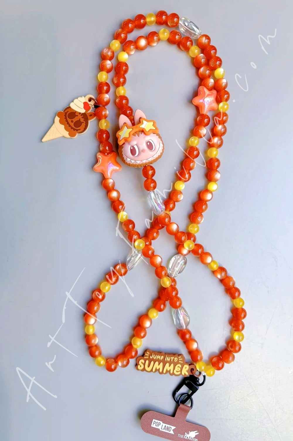 Popmart The Monsters Labubu Jump Into Summer Series Phone Charm Summer Passion