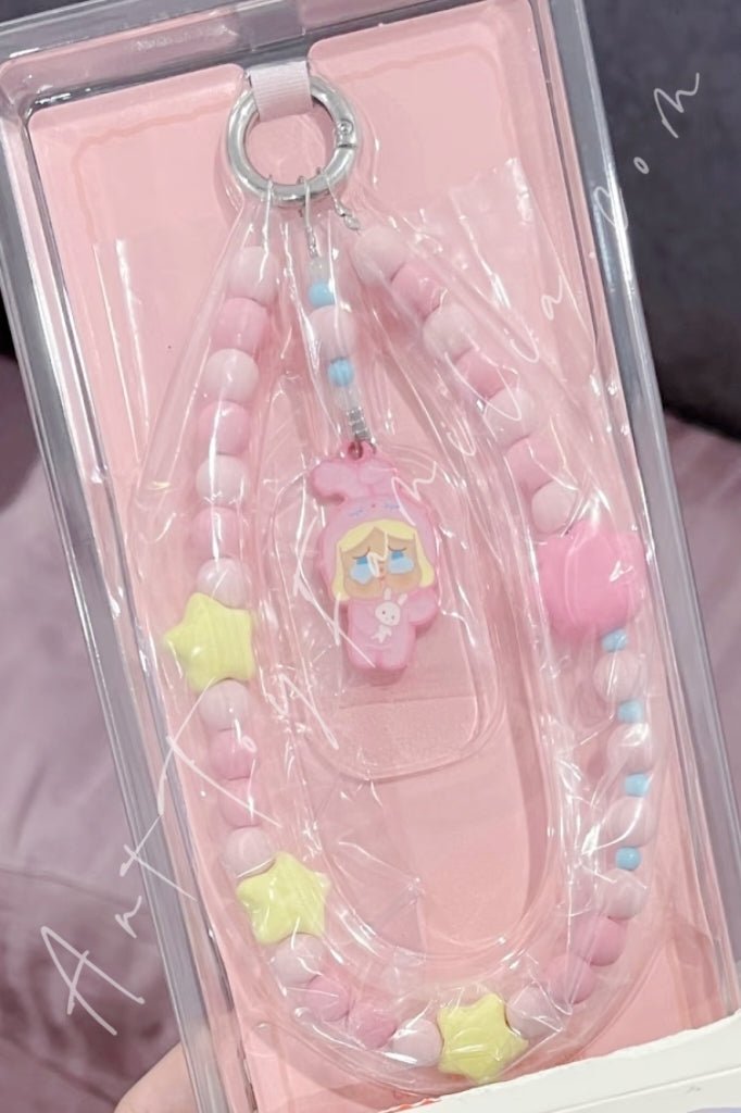 POP MART - The Monsters Labubu Pajama Party Series Phone Chain - 睡衣派对系列手机挂链 Crybaby - 粉兔
