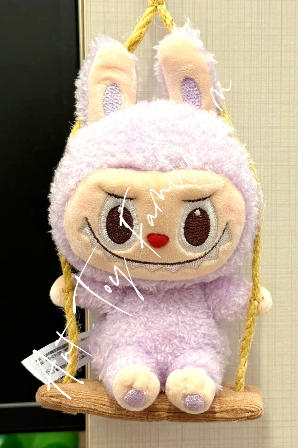 Popmart The Monsters Labubu Timber Workshop Series Playing On The Swing Plush Pendant Purple