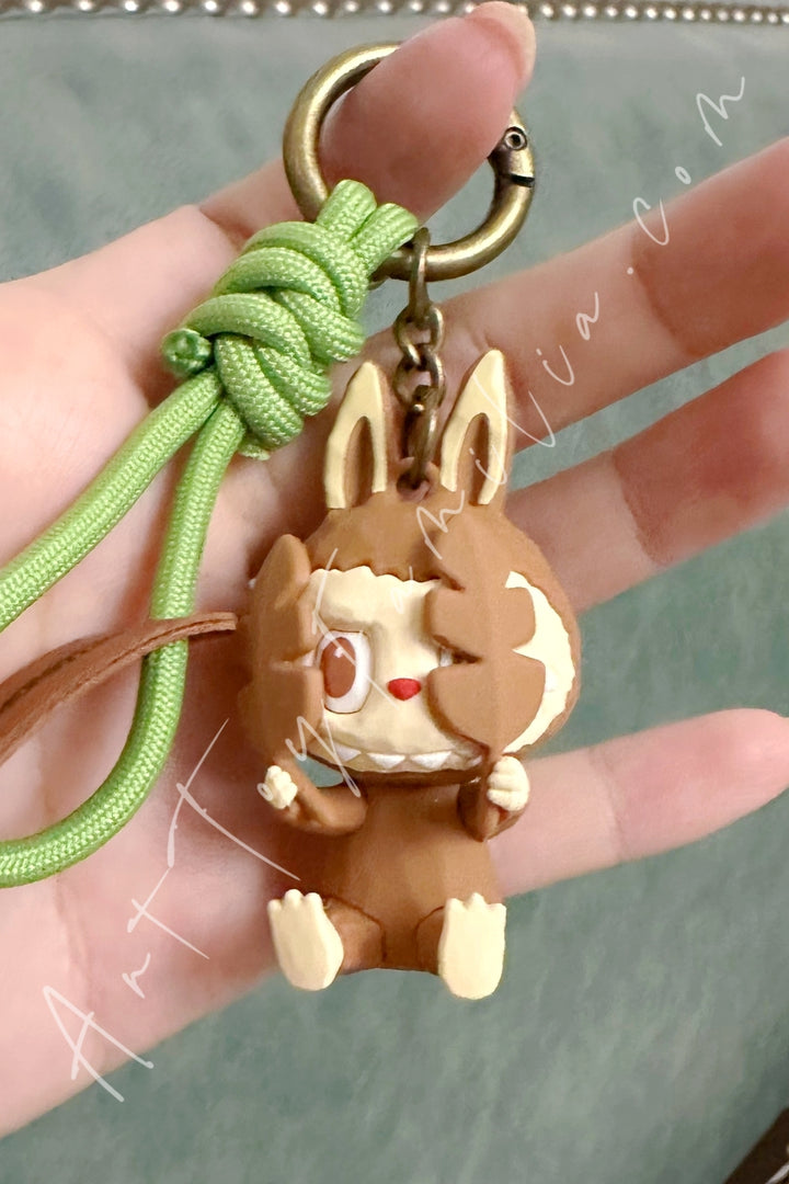 Popmart The Monsters Labubu Wood Workshop Series Keychain Avoid Explosives