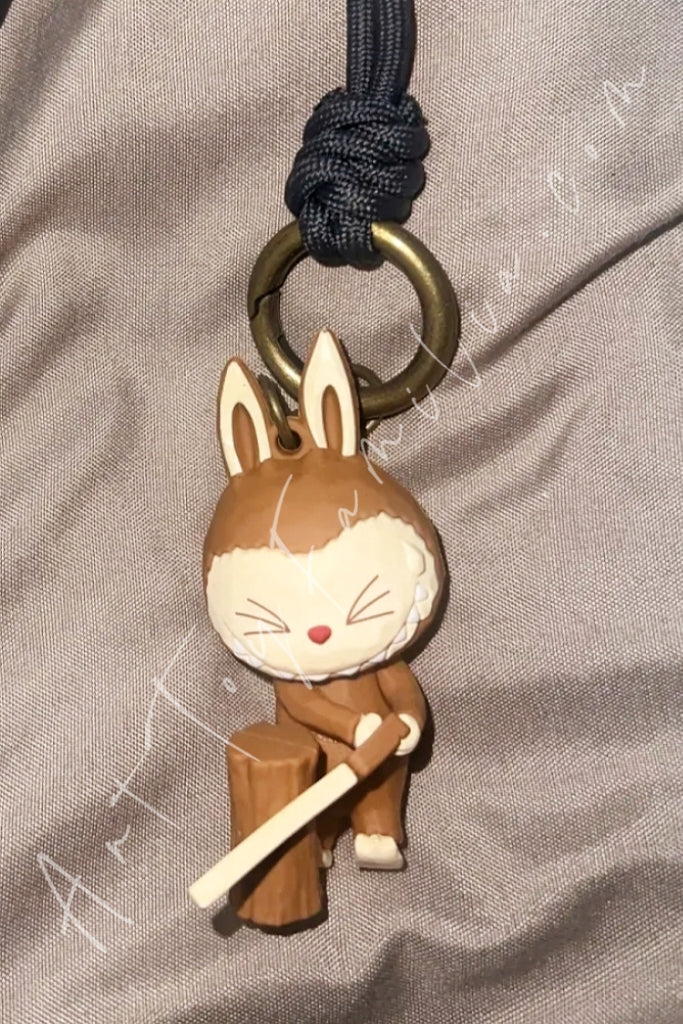 Popmart The Monsters Labubu Wood Workshop Series Keychain Saw The Wood