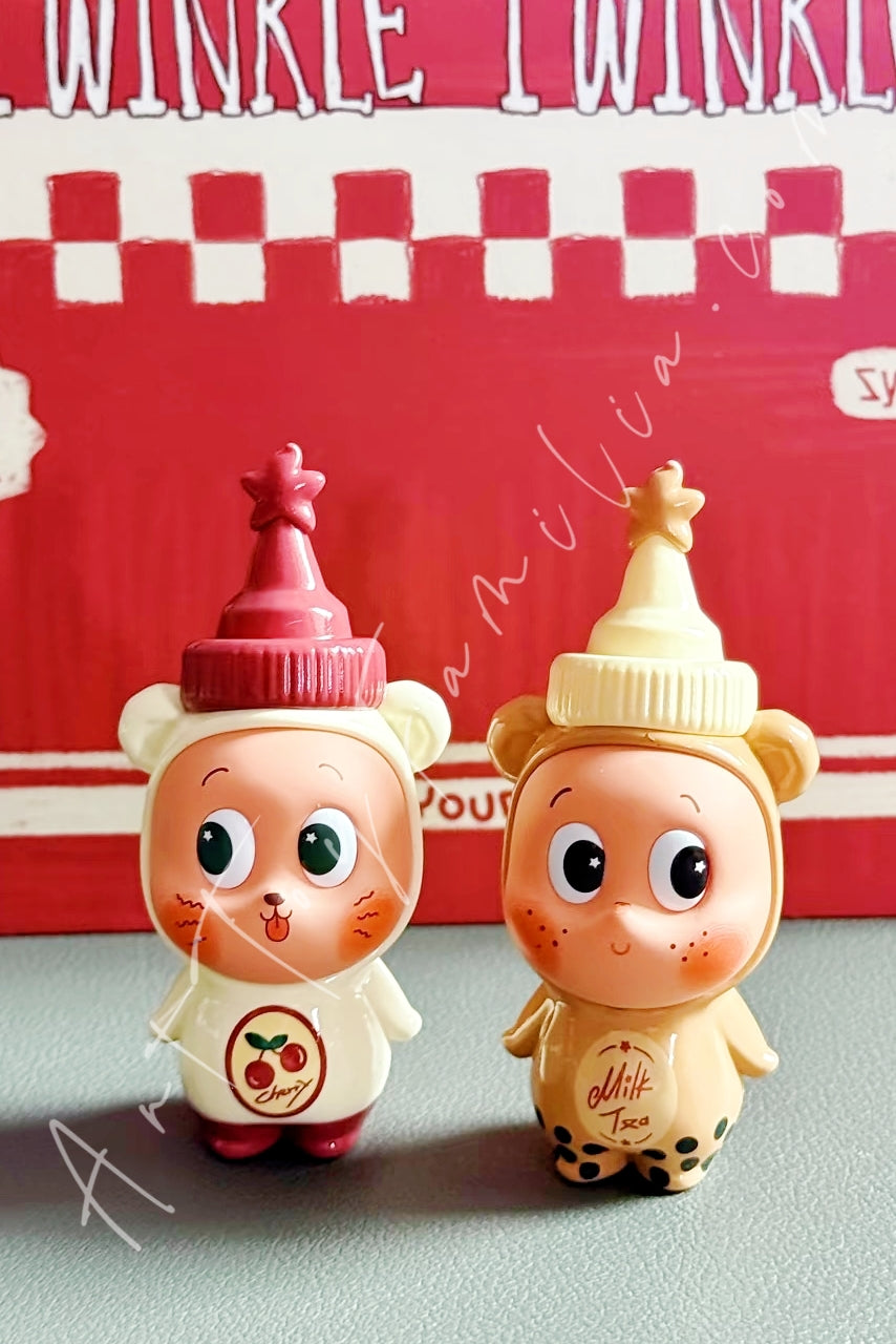 Popmart Twinkle Twinkle Create Your Taste Series Bubble Milk Tea & Cherry Iced Tea Figurine