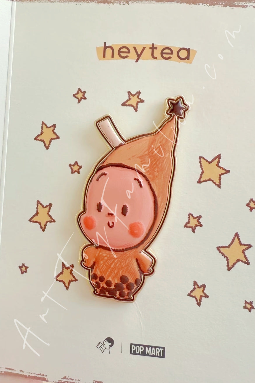 Popmart Twinkle Twinkle × Hey Tea Series Metal Badge Tea Bottle