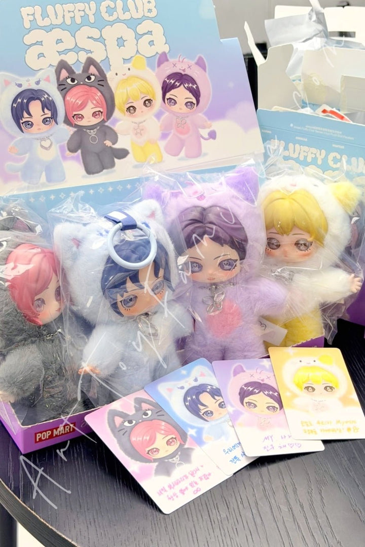 POP MART - aespa Fluffy Club Series Vinyl Plush Doll Pendant Sealed FullSet(4 Figures)