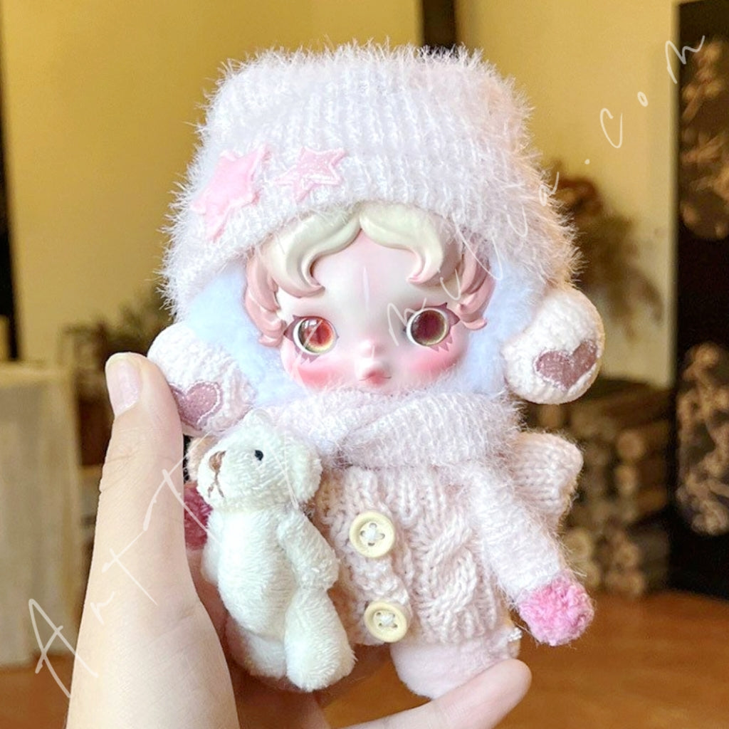 Skullpanda Cloth Fluffy Bear Sweater Set Pink