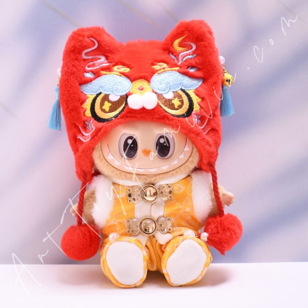 Art Toy Familia - Doll Cloth Lion Dance Celebration Set - 147 Cloth Only No Doll Red Hat + Yellow Clothes