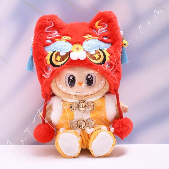 Art Toy Familia - Doll Cloth Lion Dance Celebration Set - 147 Cloth Only No Doll Red Hat + Yellow Clothes