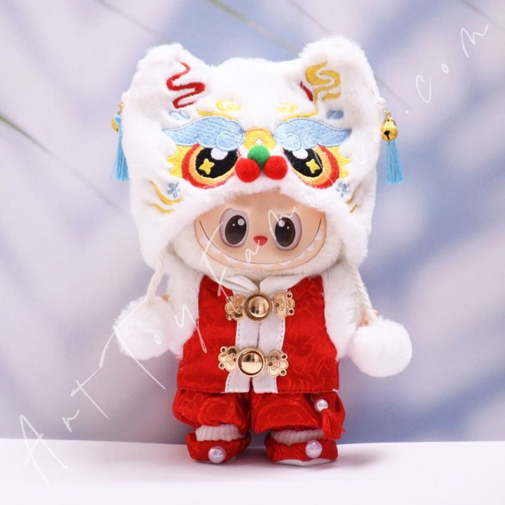 Art Toy Familia - Doll Cloth Lion Dance Celebration Set - 147 Cloth Only No Doll White Hat + Red Clothes