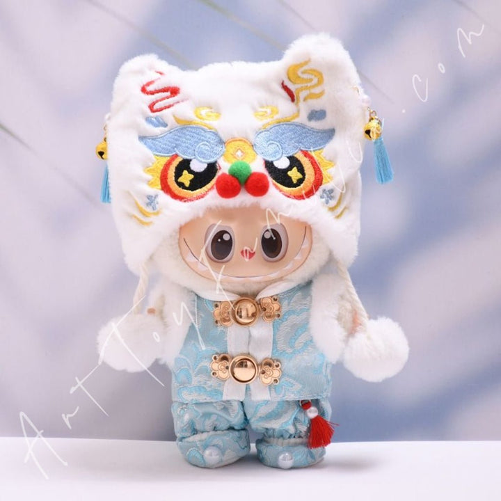 Art Toy Familia - Doll Cloth Lion Dance Celebration Set - 147 Cloth Only No Doll White Hat + Blue Clothes