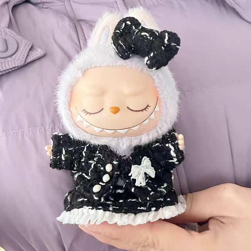 The Monsters Labubu Cloth Chic Tweed Doll Ensemble Black