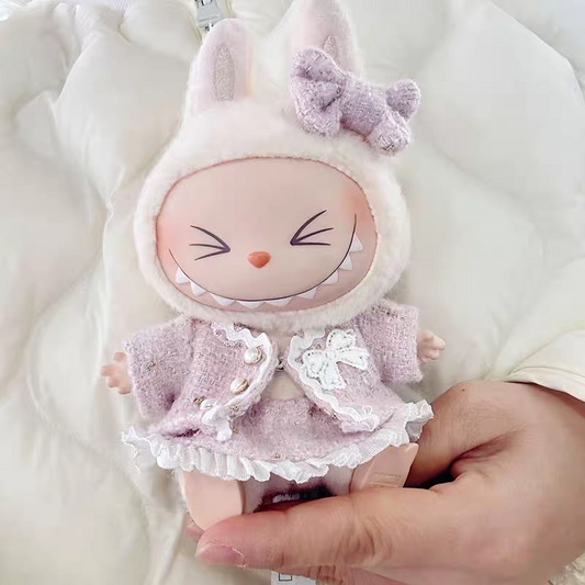 The Monsters Labubu Cloth Chic Tweed Doll Ensemble Pink