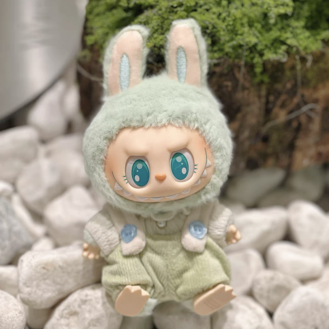 The Monsters Labubu Cloth Cotton Candy Overalls Set Green ver