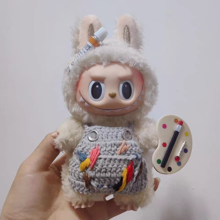 The Monsters Labubu Cloth Dabble & Knit Bib Gray
