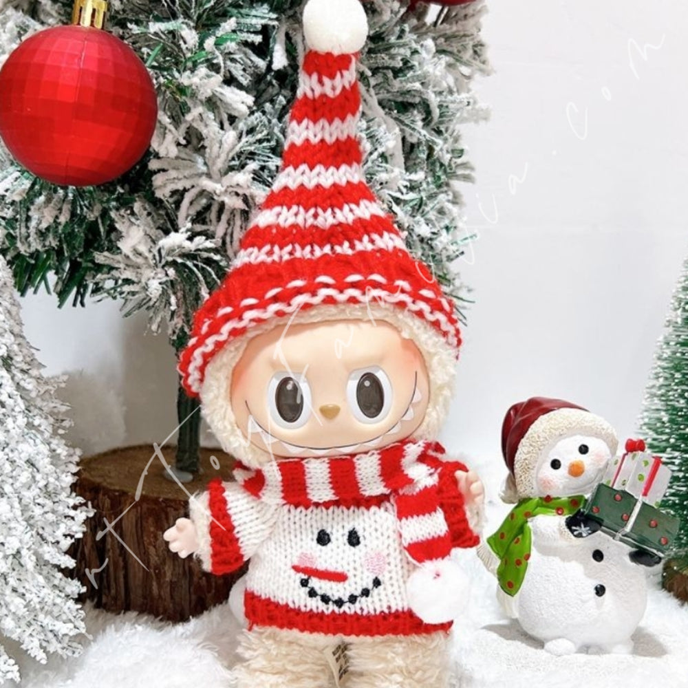 The Monsters Labubu Cloth Lively Christmas Party Set White