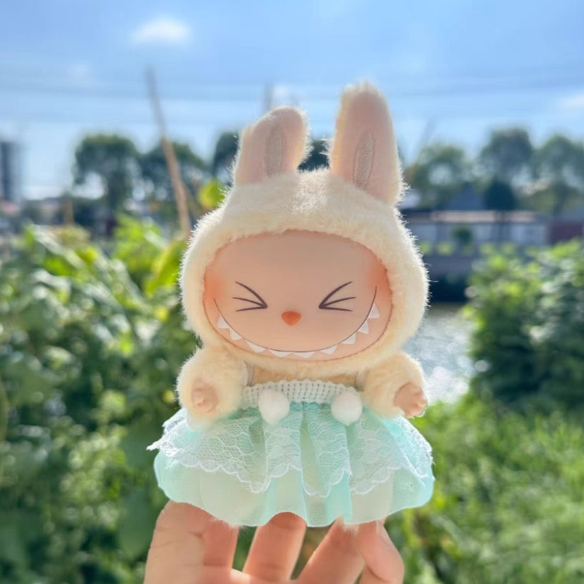 The Monsters Labubu Cloth Lovely Pompom Tulle Dress Green