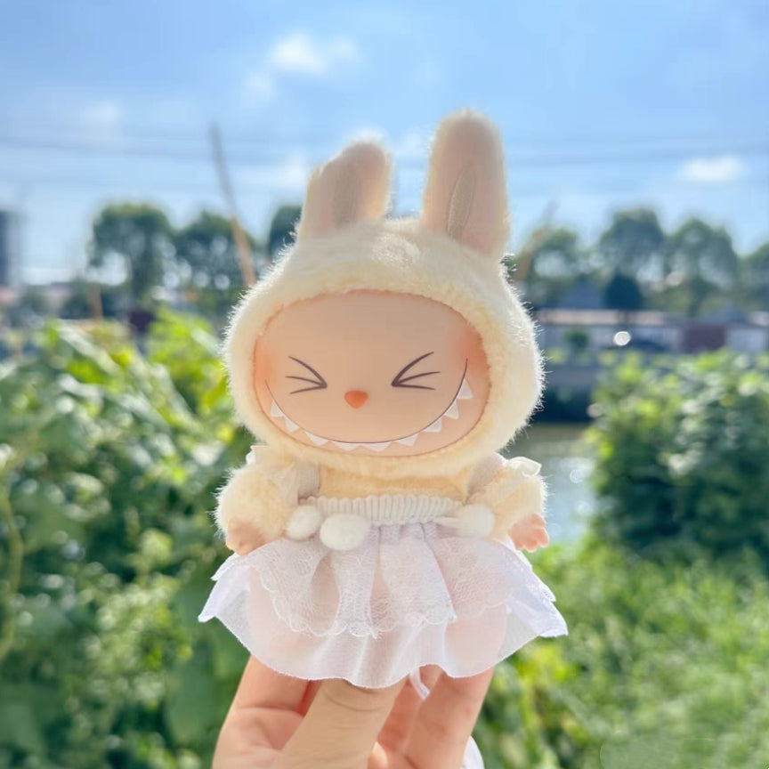 The Monsters Labubu Cloth Lovely Pompom Tulle Dress White