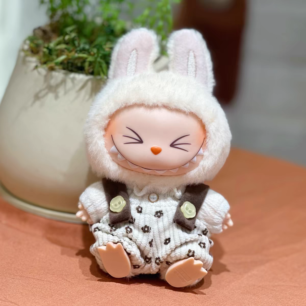 The Monsters Labubu Cloth Pastoral Floral Overalls Beige
