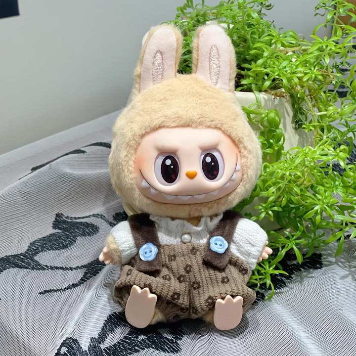 The Monsters Labubu Cloth Pastoral Floral Overalls Brown