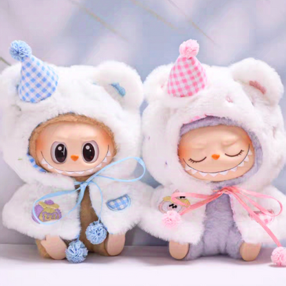 The Monsters Labubu Cloth Puff Bear Hooded Cape