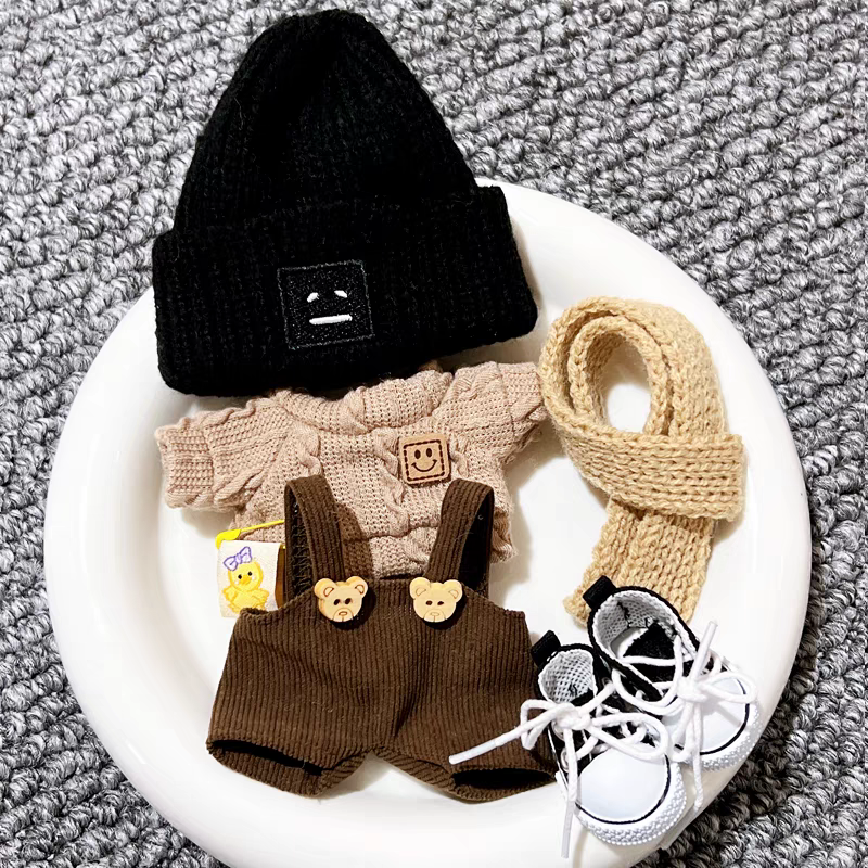 The Monsters Labubu Cloth Sporty Bear Overalls Set Brown