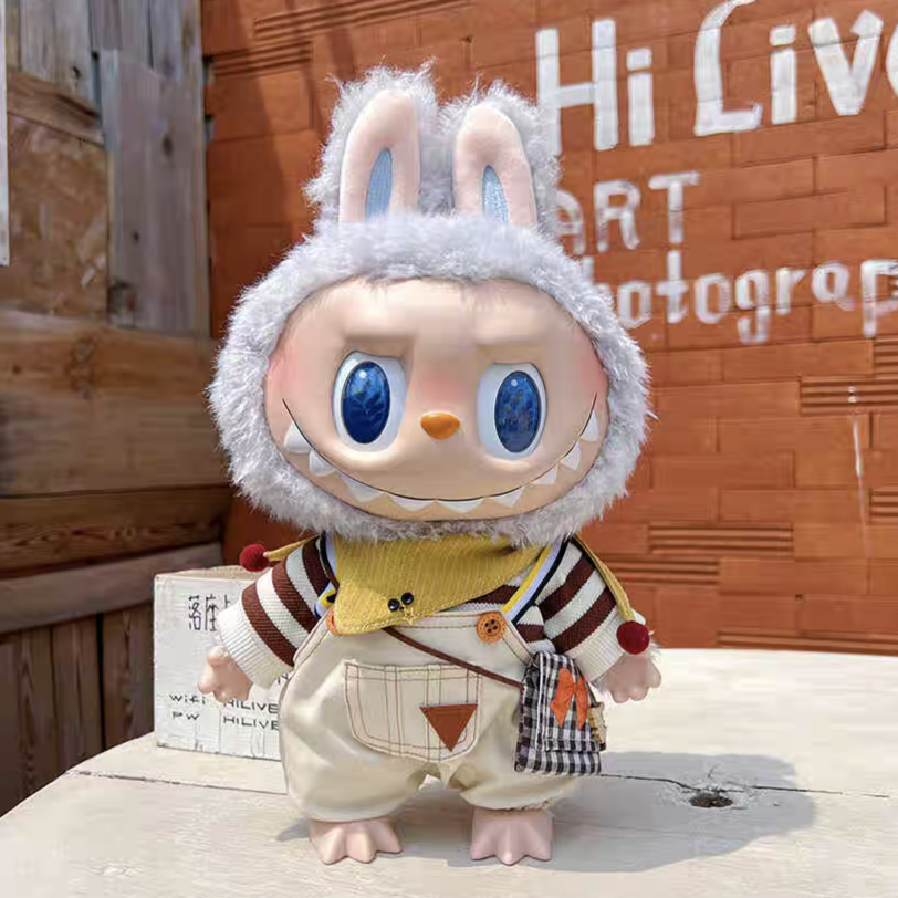 The Monsters Labubu Cloth Sunny Day Overalls Set Beige