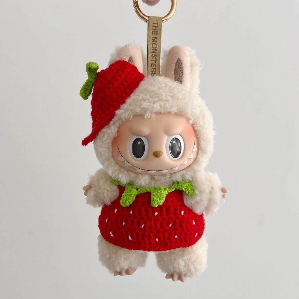 The Monsters Labubu Cloth Sweet Strawberry Knit Collection Strawberry Sundress Set