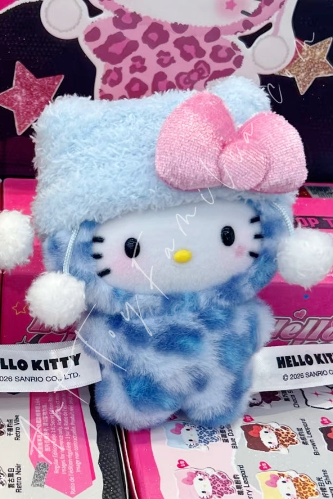 Top Toy Hello Kitty Leopard Series Plush Pendant Blind Box Blue Darling