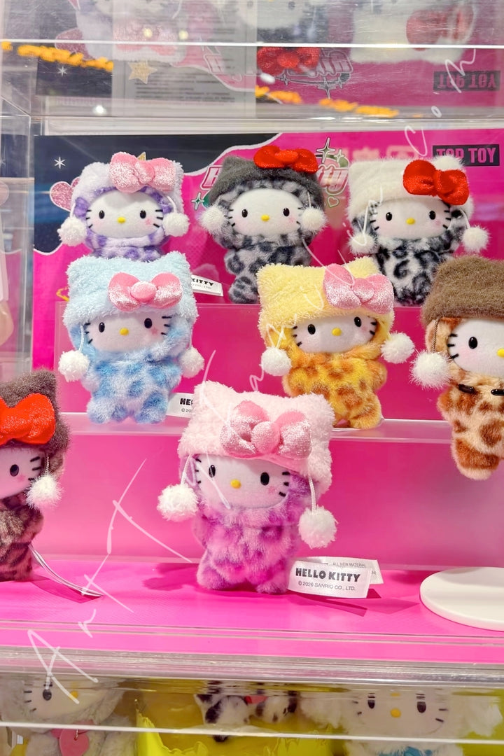 Top Toy Hello Kitty Leopard Series Plush Pendant Blind Box Sealed Full Set
