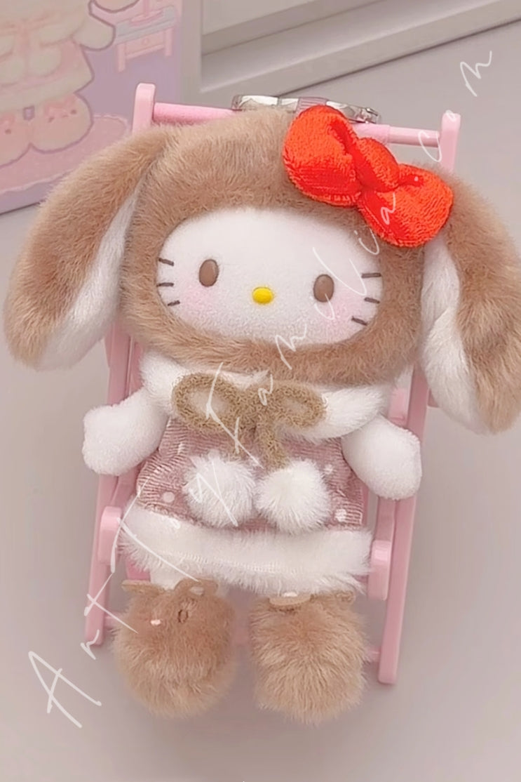 Top Toy Hello Kitty Lop Ear Bunny Series Plush Pendant Blind Box Warm Brown