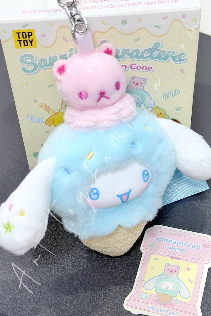 Top Toy Sanrio Characters Ice Cream Cone Stacking Series Plush Pendant Blind Box Cinnamoroll Sea Salt Cone