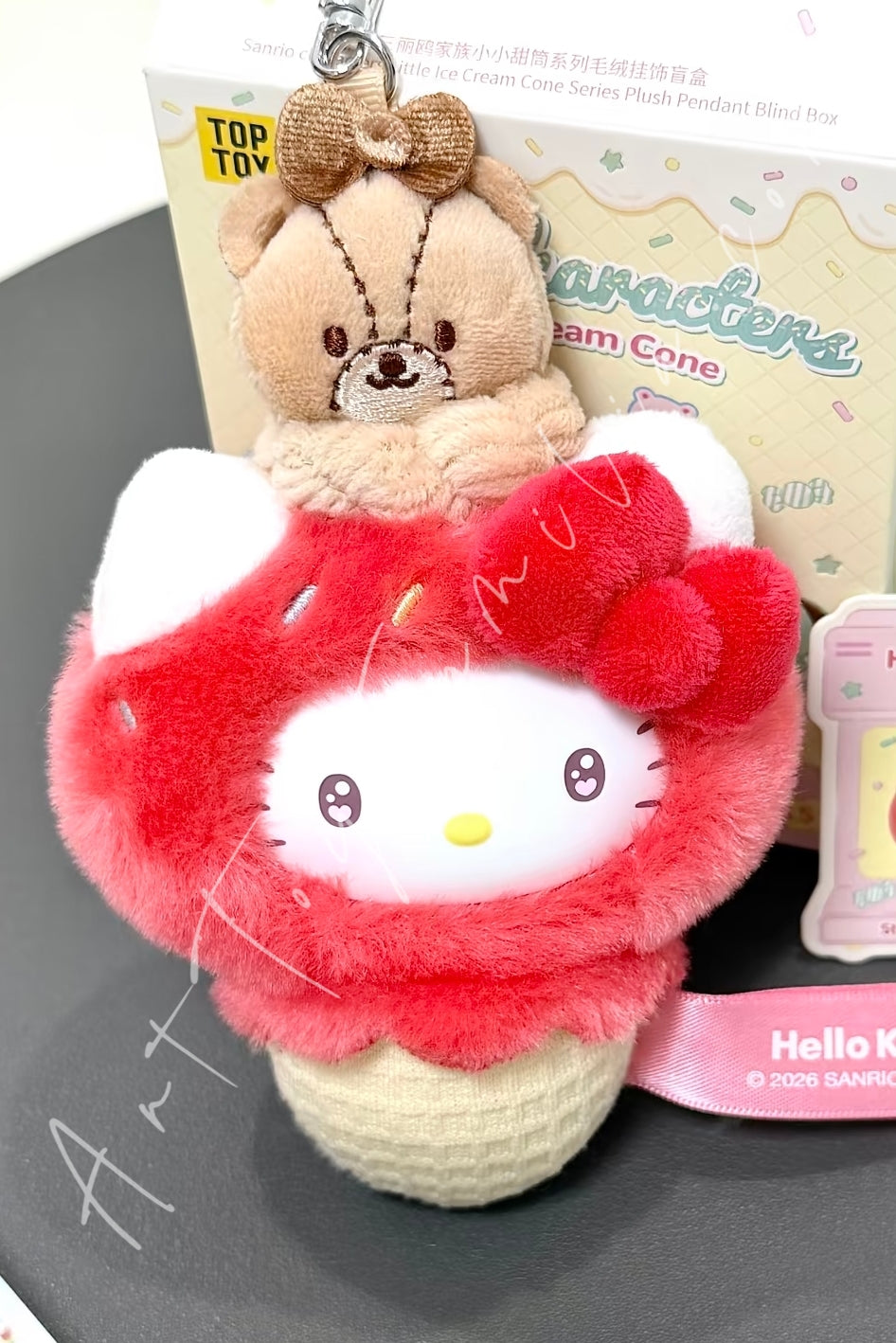 Top Toy Sanrio Characters Ice Cream Cone Stacking Series Plush Pendant Blind Box Hello Kitty Strawberry Cone