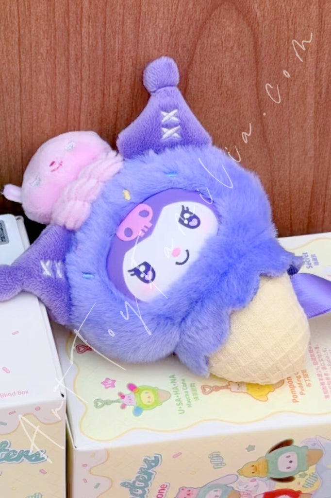 Top Toy Sanrio Characters Ice Cream Cone Stacking Series Plush Pendant Blind Box Kuromi Taro Cone