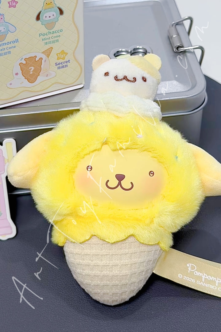 Top Toy Sanrio Characters Ice Cream Cone Stacking Series Plush Pendant Blind Box Pompompurin Pudding Cone