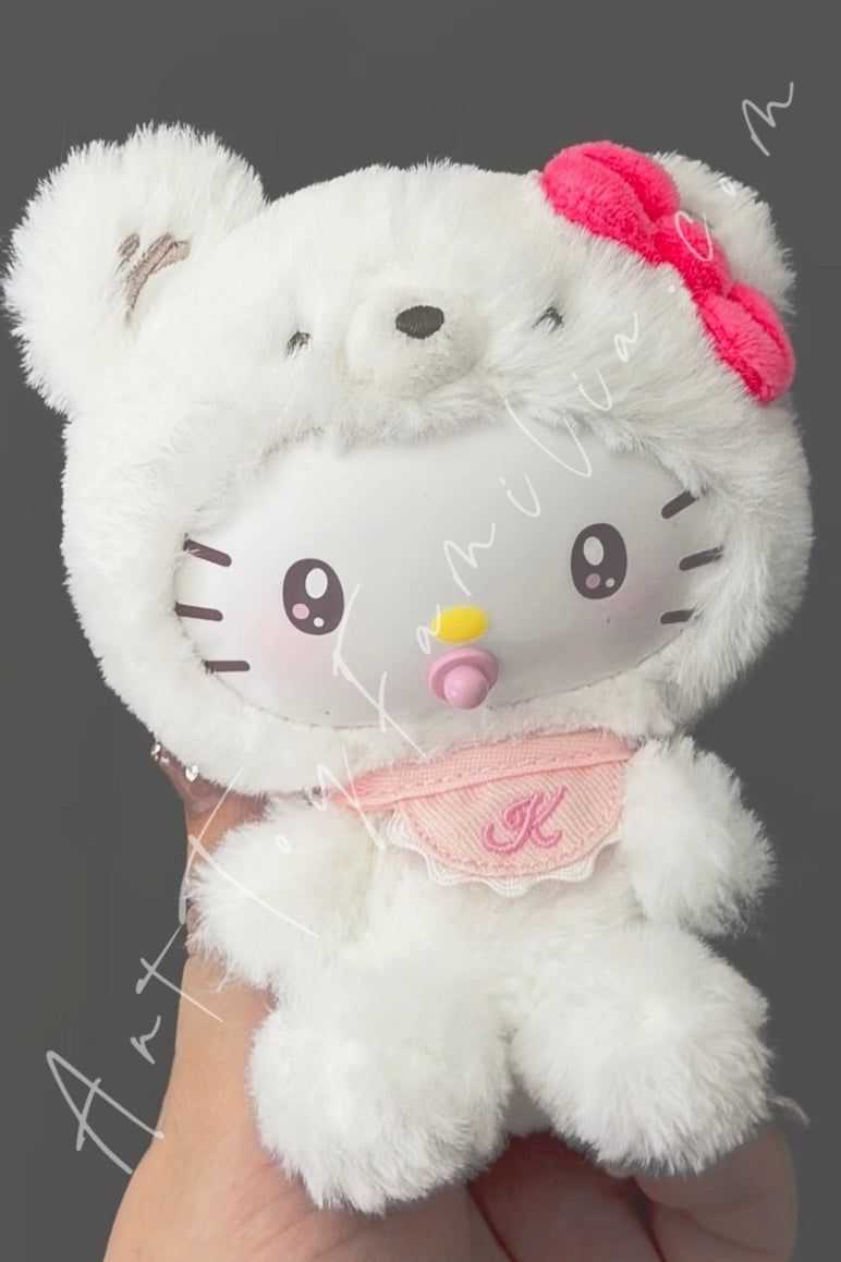 Top Toy Sanrio Characters Little Bear Planet Series Plush Pendant White Bear Hello Kitty
