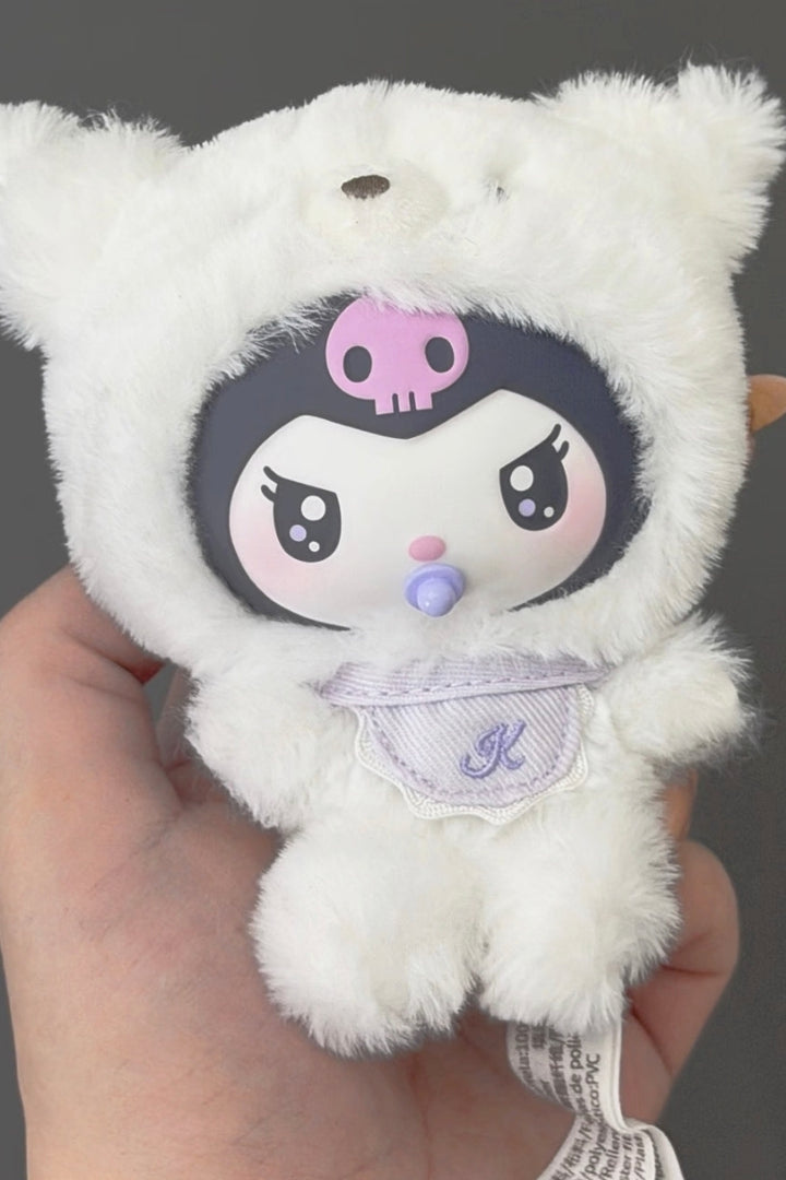 Top Toy Sanrio Characters Little Bear Planet Series Plush Pendant White Bear Kuromi