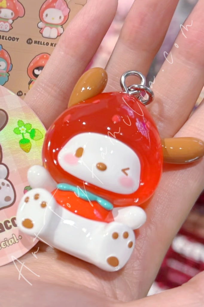 Top Toy Sanrio Characters Strawberry Candy Series Mini Vinyl Keychain Pendant Pochacco(Special)