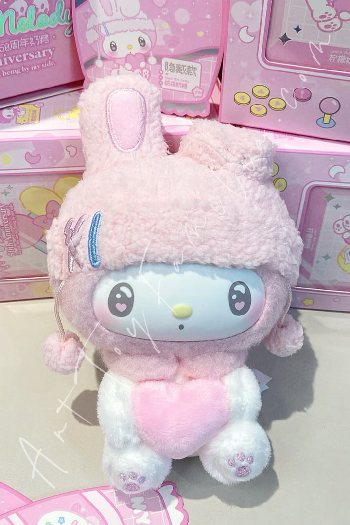 Toptoy My Melody 50th Anniversary Milk Candy Series Vinyl Plush Peach Milk Candy(Secret)