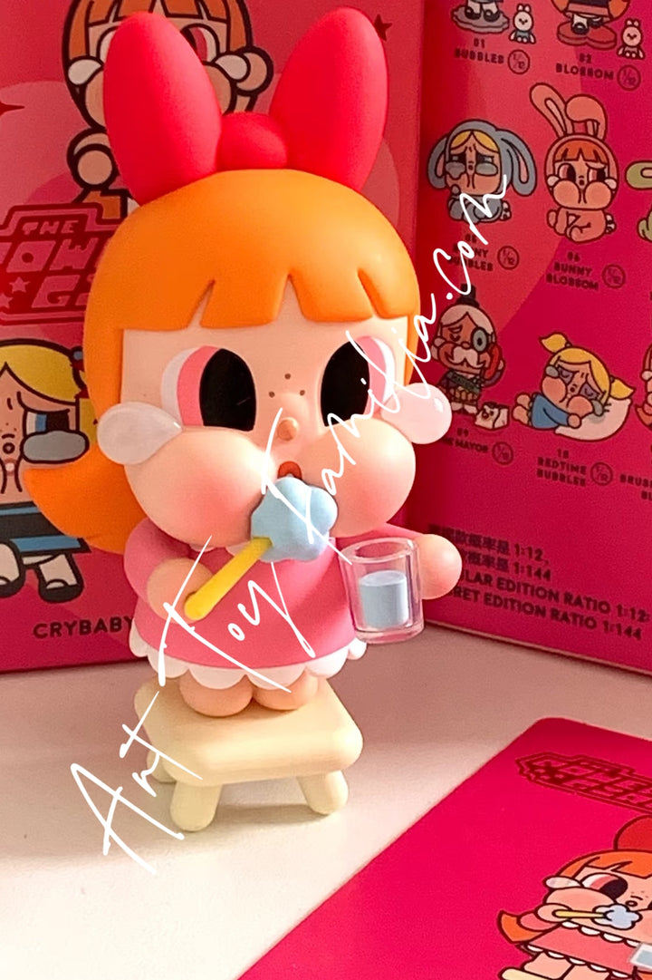 popmart crybaby the powerpuff girls series brushing teeth blossom